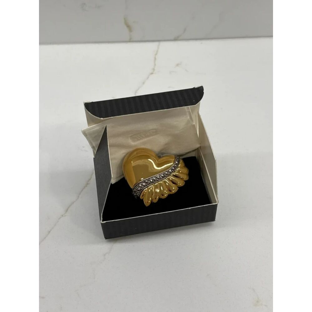 Rare Avon Brand New Gold Sparkle Heart Pin